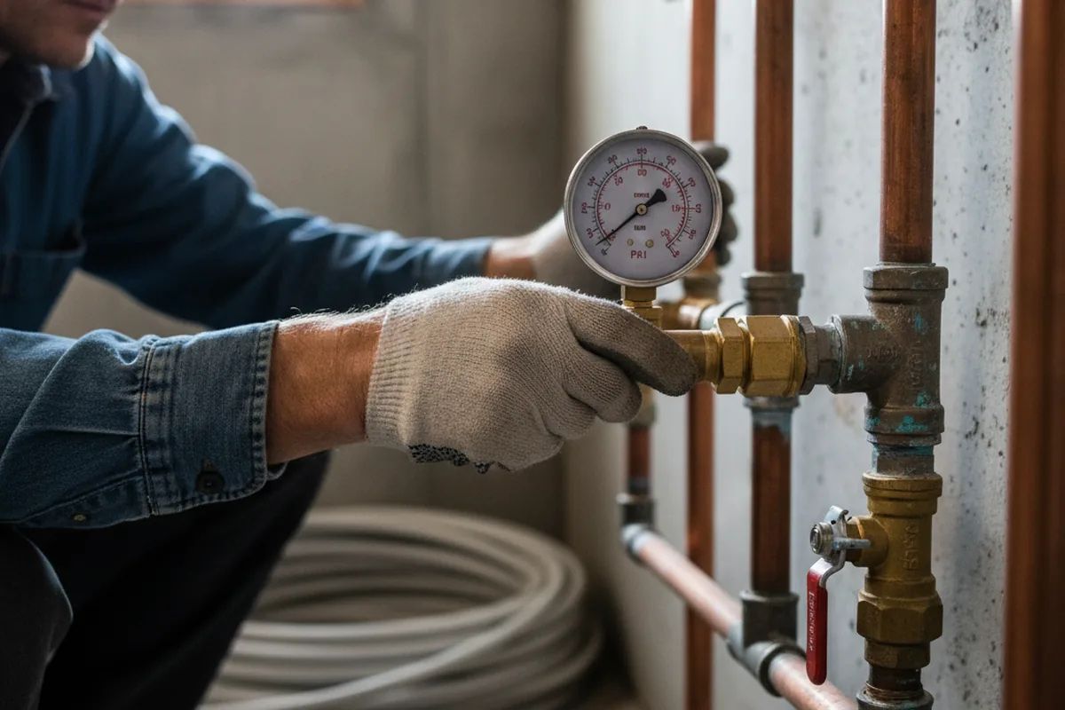 Pressure testing a repaired line during Water Line Repair in Arkansas City